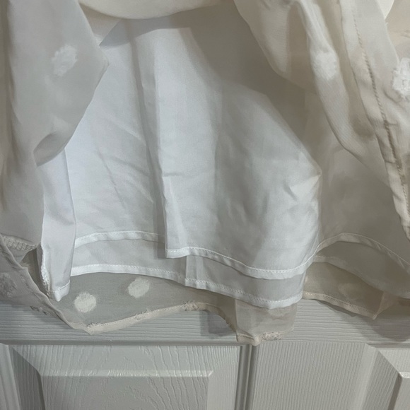 TLULY Polka Dot Sheer V-Neck Empire Waist Top - Picture 6 of 8